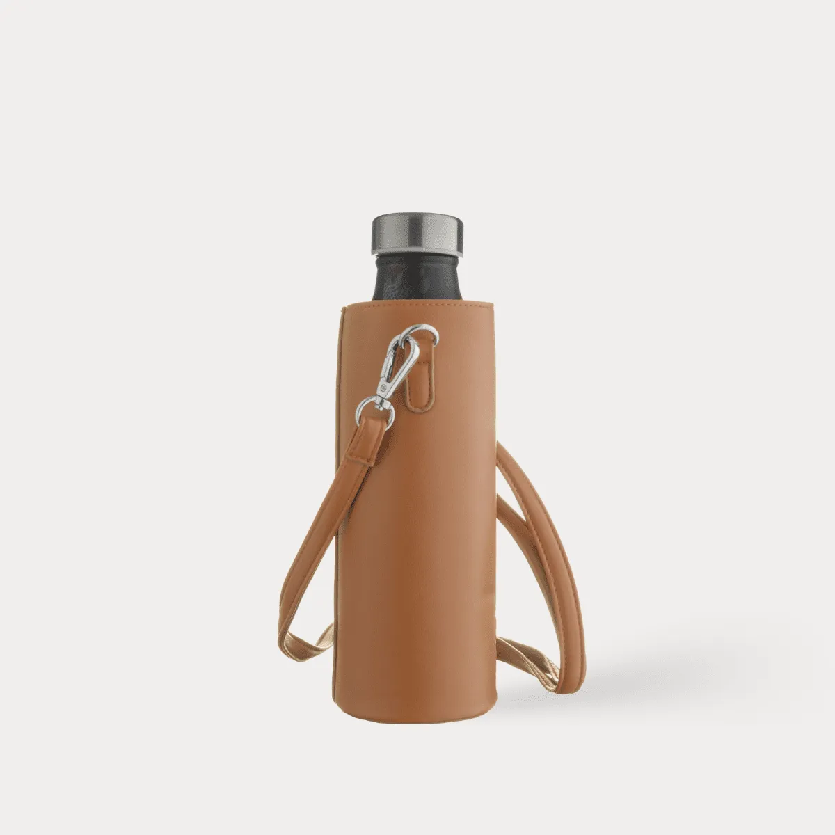Faux Real! Vegan leather bottle carrier tan