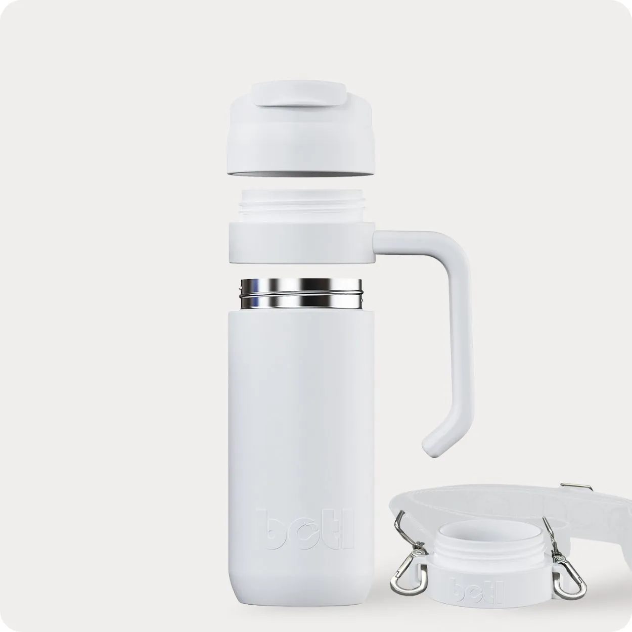 white reusable coffee cup insulated with a leakproof lid