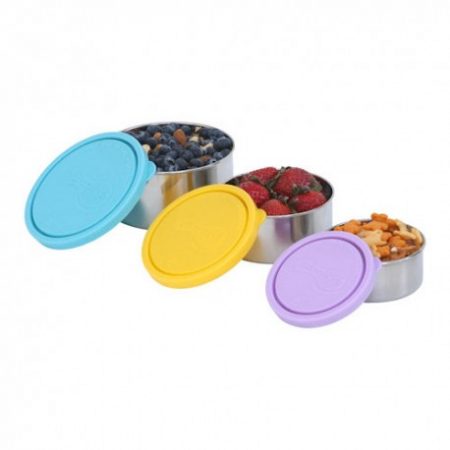 set of stainless steel containers lunch