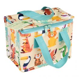 colourful creatures foil insulated lunchbag made from recycled bottles- children's lunch box