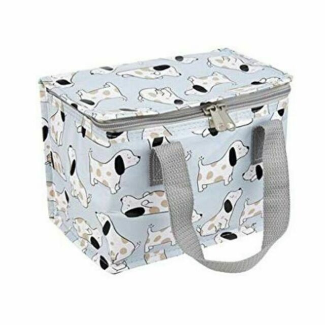 dog print foil insulated lunch box made from recycled plastic