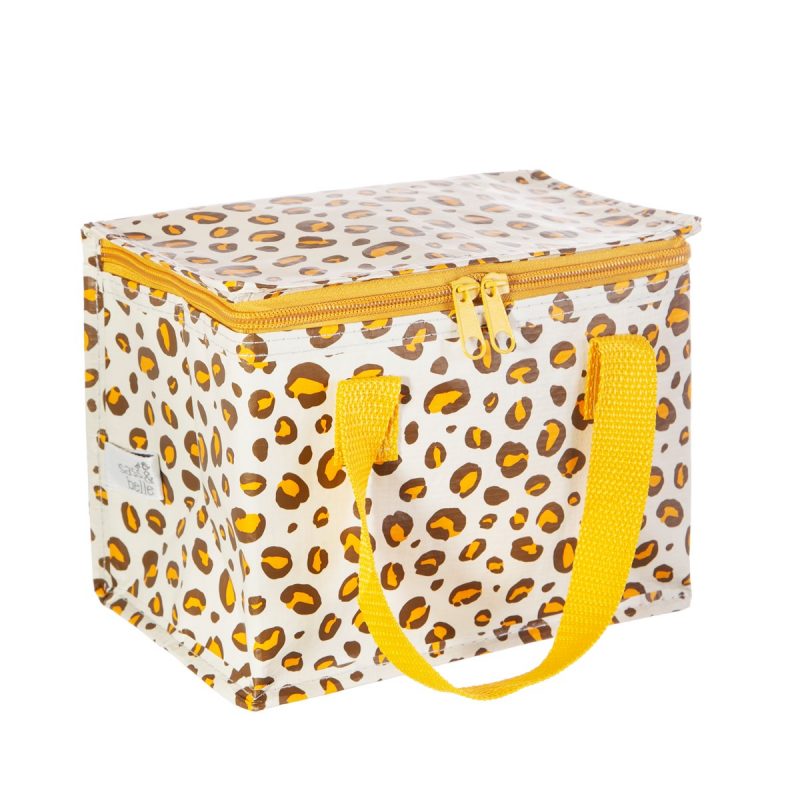 natural leopard print lunch bag made from recycled plastic sass and belle x onegreenbottle