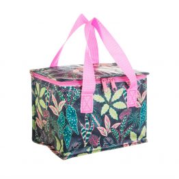 Variegated leaves print lunch bag made from recycled plastic bottle