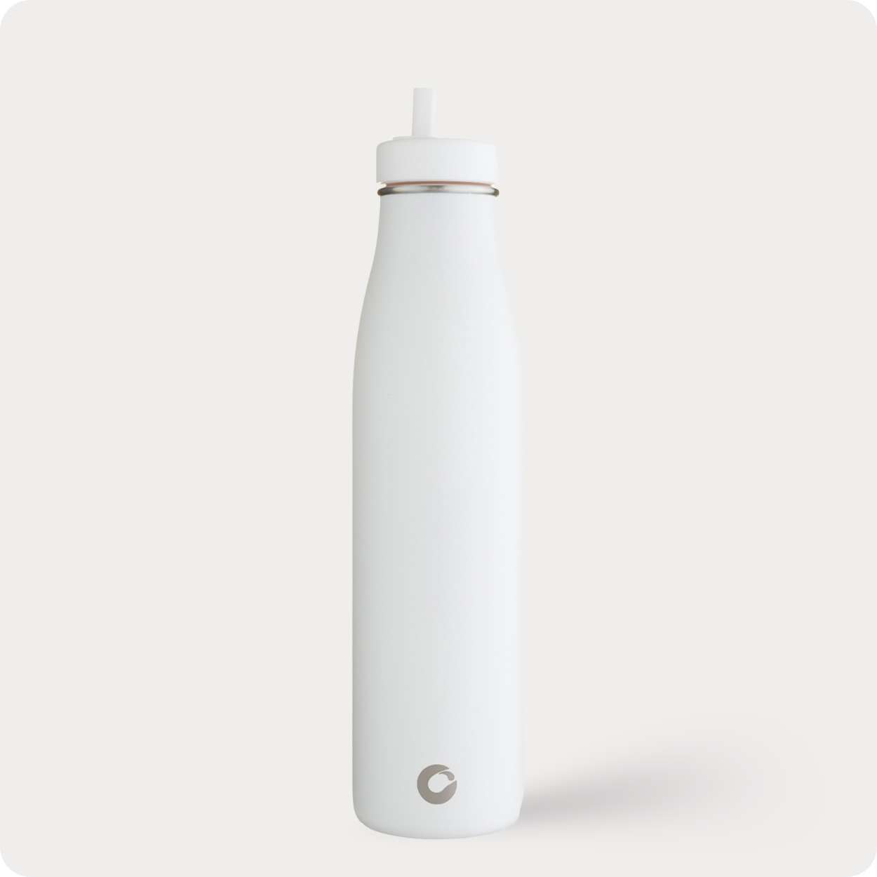 800ml Pure White Evolution – stainless steel insulated bottle with straw