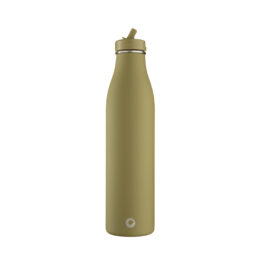 olive green rubber touch metal bottle