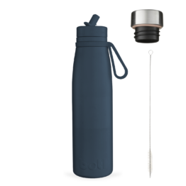 500ml Evolution V2 Slate - stainless steel insulated bottle with straw cap, screw cap and cleaning brush