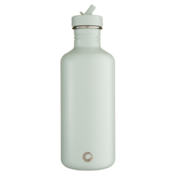 large green metal water bottle one green bottle