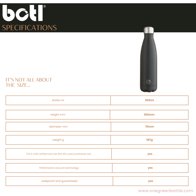 500ml Lights out stainless steel Pop bottle - botl - reusable metal bottle - Image 3