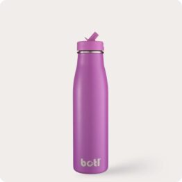 500ml Magenta Evolution – stainless steel insulated bottle with straw