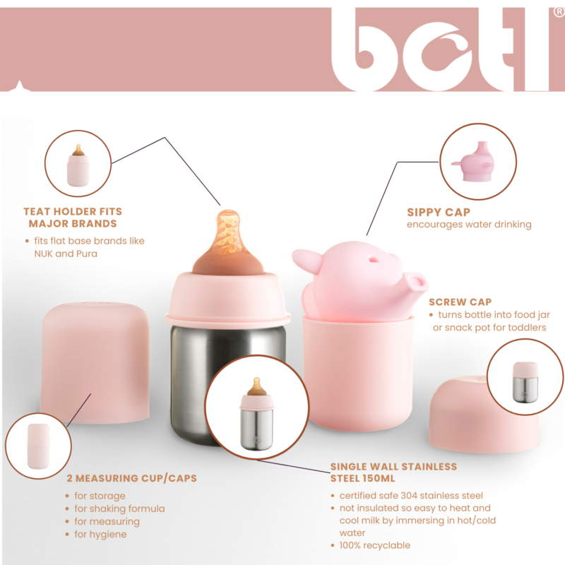 150ml Bunny Pink stainless steel baby to toddler adaptive bottle bpa free - Image 6