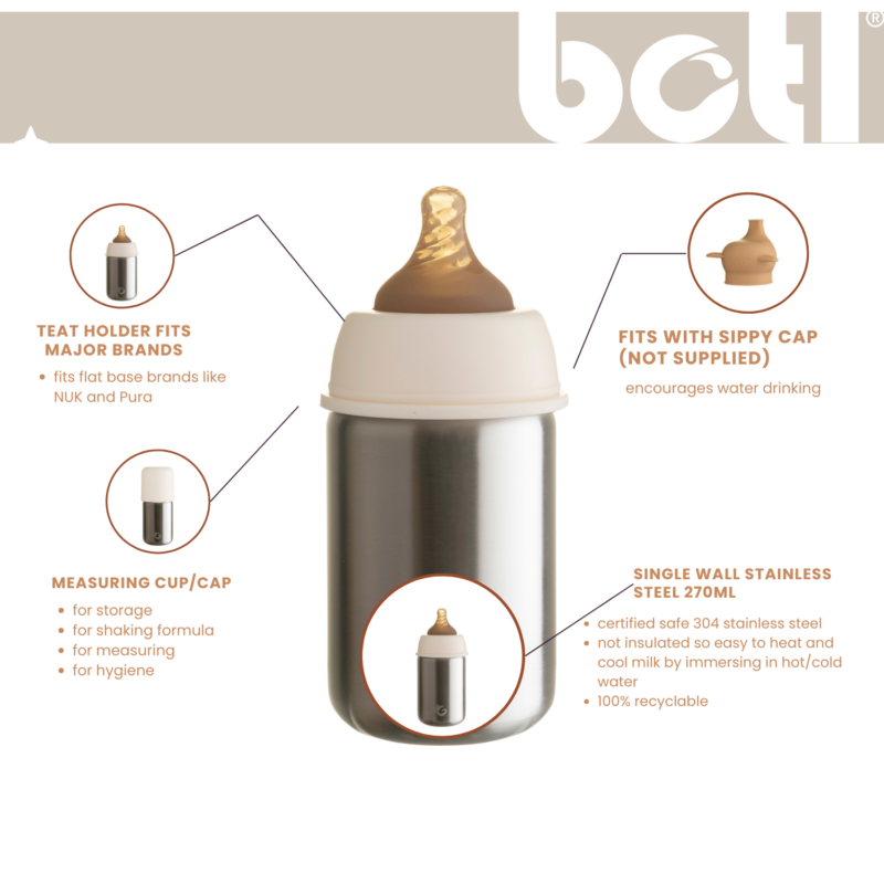 270ml Milk stainless steel bottle - 6mth plus size - Image 5