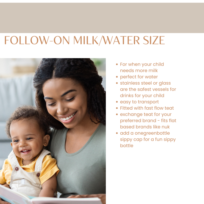 270ml Milk stainless steel bottle - 6mth plus size - Image 2