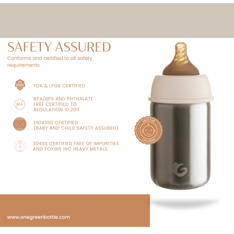 270ml Milk stainless steel bottle - 6mth plus size - Image 3