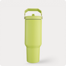 1 litre stainless steel tumbler with straw green