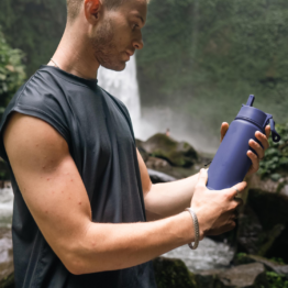 large blue insulated water bottle tumbler