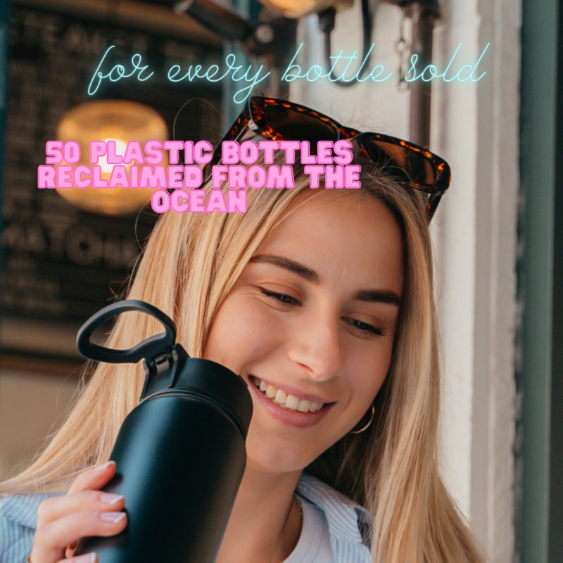 insulated black water bottle with straw botl onegreenbottle