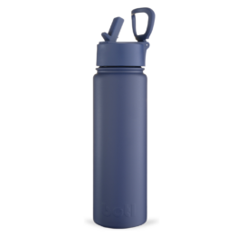 large blue leakproof water bottle with straw