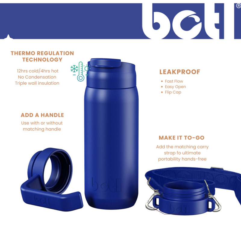600ml Brew Flask - Reusable insulated leakproof cup with handle and carry strap - Prince - BOTL - Image 2