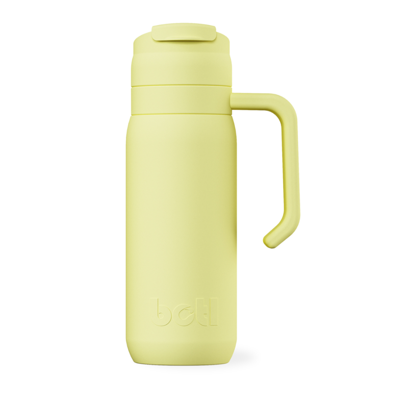 600ml Brew Flask - Reusable insulated leakproof cup with handle and carry strap - Banana - Image 3