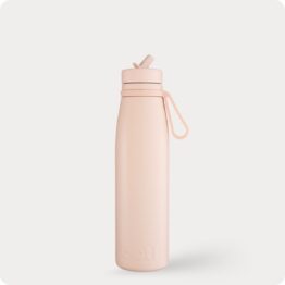 pink stainless steel water bottle with straw