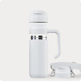 white reusable coffee cup insulated with a leakproof lid