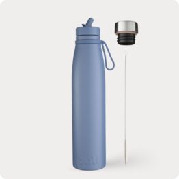 blue stainless steel water bottle