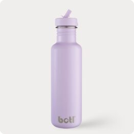 Stainless steel water bottle with a sleek lilac design