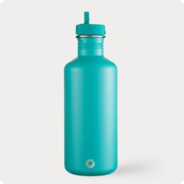 1200ml plastic free water bottle with a turquoise finish